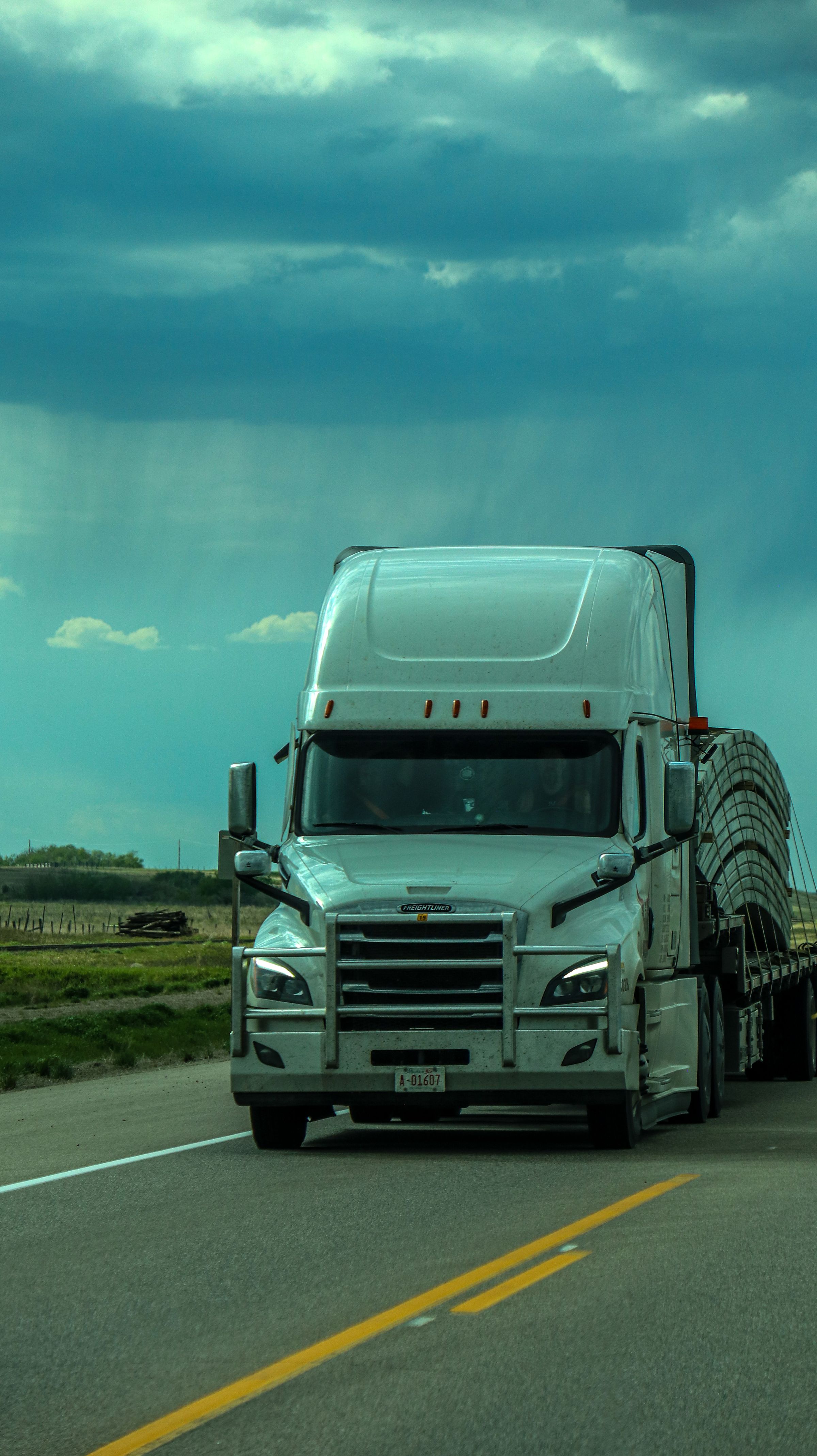 Semi-truck traveling on an open highway